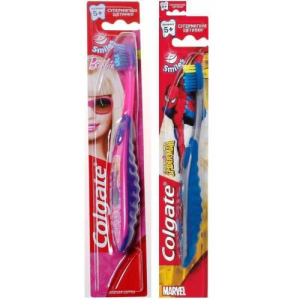 Колгейт зубная щетка для детей смайлс барби/спайдермен супермягкая 5 +