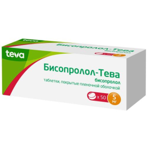 Бисопролол-тева таблетки покрытые пленочной оболочкой 5мг №50 