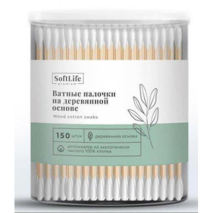 Софтлайф премиум палочки ватные №150 на деревянной основе