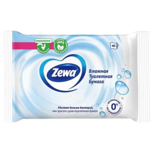 Зева туалетная бумага влажная №40 pure  [zewa]