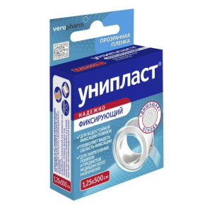 Унипласт лейкопластырь фиксирующий 1,25х500см прозрач