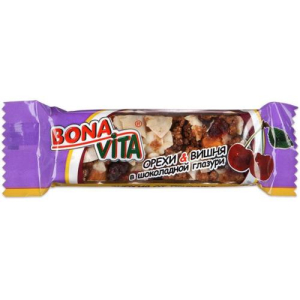 Бона вита батончик орех. вишня в шок. 35г.