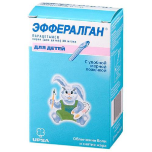 Эффералган раствор для приема внутрь 30мг/мл 90мл д/детей в комплекте с ложкой мерной