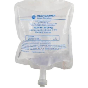 Натрия хлорид раствор для инфузий 0.9% 1000мл №9