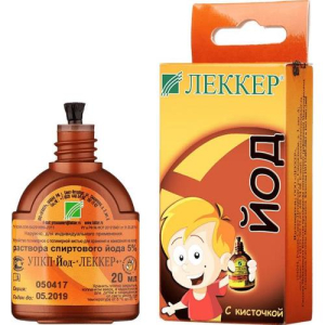 Леккер-йод раствор спиртовой 5% 20мл с кистью