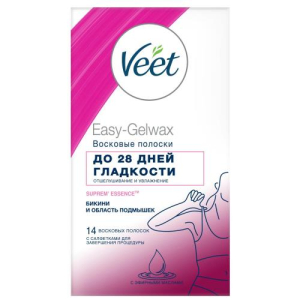 Вит восковые полоски №14 д/чув участков тела c технологией easy gel-wax с аром барх розы и эф мас