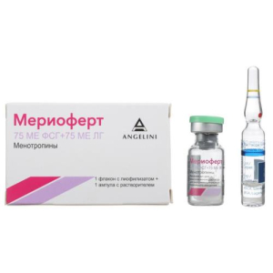 Мериоферт лиофилизат для приготовления раствора для подкожного и внутримышечного введения 75ме фсг + 75ме лг №1 /в комплекте с растворителем (ампулы) 