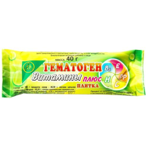 Гематоген витамины плюс е в6 с рр 40г. /экзон/ бад