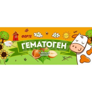 Гематоген форте с лесным орехом 40г. плитка бад /мясной край/