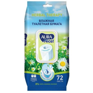 Аура найс туалетная бумага влажная №72 ромашка