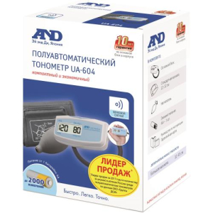 Эй энд ди тонометр полуавтомат ua-604 стандарт. манжета 22-32см