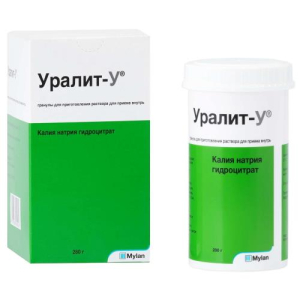 Уралит-у гранулы для приготовления раствора для приема внутрь 280г в комплекте: ложка мерная - 1 шт., календарь контрольный -1 шт., бумага индикаторна