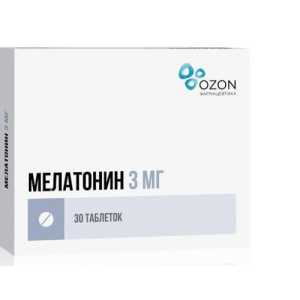 Мелатонин таблетки покрытые пленочной оболочкой 3мг №30/Озон