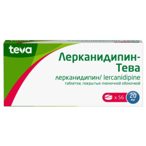 Лерканидипин-тева таблетки покрытые пленочной оболочкой 20мг №56