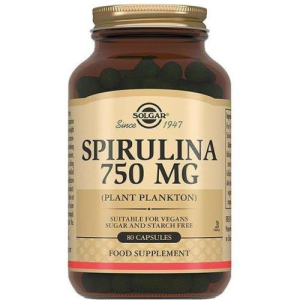 Солгар спирулина капсулы 750мг 924мг №80 бад