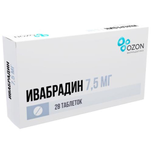 Ивабрадин таблетки покрытые пленочной оболочкой 7.5мг №28