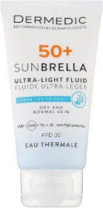 Дермедик санбрелла ультра-легкий флюид SPF50+ 40 мл.  для сухой и нормальной кожи
