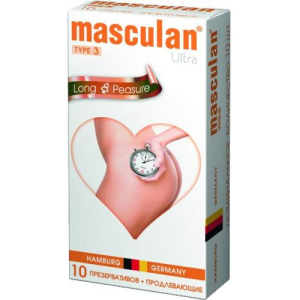 Маскулан презервативы №10 ультра 3 колечки + пупырышки продлевающ.