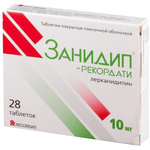Занидип-рекордати таблетки покрытые пленочной оболочкой 10мг №28