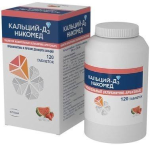 Кальций-д3 никомед таблетки жевательные 500мг+200ме №120 клубника, арбуз