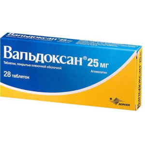 Вальдоксан таблетки покрытые пленочной оболочкой 25мг №28