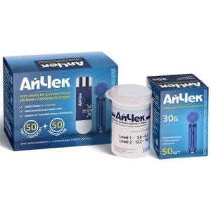 Айчек тест-полоска №50 (тест-полоски №50 + ланцеты №50 + кодир стрип)