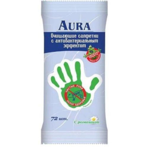 Аура салфетки влажные антибактериальные №72 ромашка