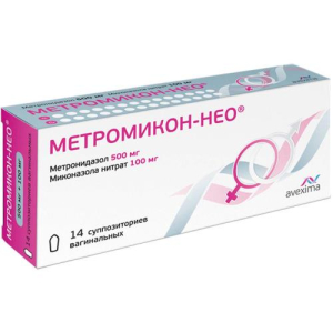 Метромикон-нео суппозитории вагинальные 500мг + 100мг №14 