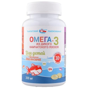 Салмоника омега-3 капсулы 300мг №250 из дикого камчатского лосося для детей 3+  апельсин бад