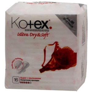 Котекс прокладки гигиенические №16 ультра софт супер