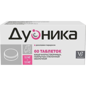 Дуоника таблетки кишечнорастворимые покрытые пленочной оболочкой 10мг+10мг №60