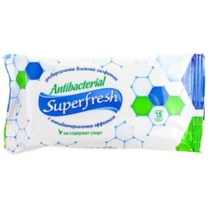 Суперфреш салфетки влажные антибактериальные №15