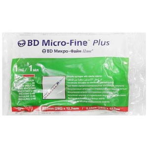 Бд микро-файн плюс шприц инсулиновый с интегрированной иглой 1мл №10 u-40 29g 0,33х12.7мм