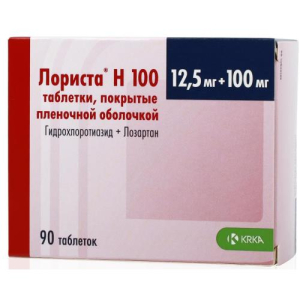 Лориста н 100 таблетки покрытые пленочной оболочкой 12.5мг + 100мг №90 