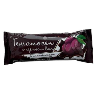 Гематоген с черносливом плитка 45г в темной глазури /экзон/