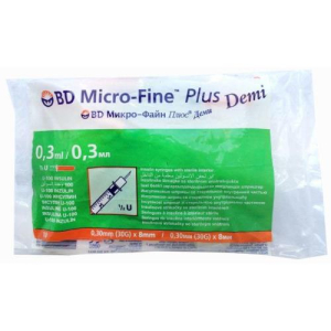 Бд микро-файн плюс шприц инсулиновый 0.3мл №10 u-100 30g 0,3х8мм