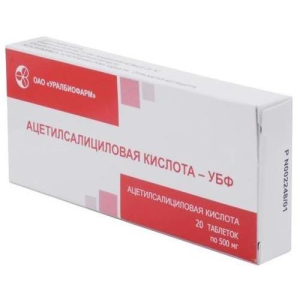Ацетилсалициловая кислота-убф таблетки 500мг №20