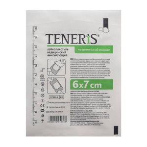 Тенерис лейкопластырь фиксирующий 6х7см нетканная основа подушечка из вискозы