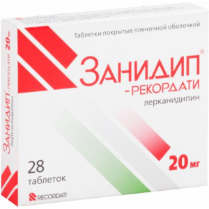 Занидип-рекордати таблетки покрытые пленочной оболочкой 20мг №28