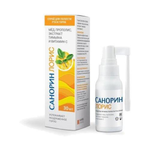 Санорин лорис спрей для полости рта и горла 30мл