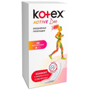 Котекс актив део прокладки ежедневные №48 экстратонкие