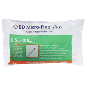 Бд микро-файн плюс шприц инсулиновый u-100 0,5мл №10 с интегрир. иглой 29g