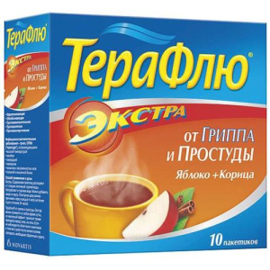 Терафлю от гриппа и простуды экстра порошок для приготовления раствора для приема внутрь 15,021г №10 яблоко + корица