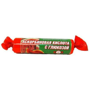 Аскорбиновая кислота гленвитол с глюкозой таблетки жевательные 25мг 3.0г №10 арбуз крутка