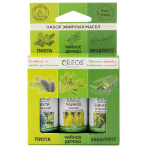 Олеос набор масел 10мл №3 пихта сибирская + чайное дерево + эвкалипт