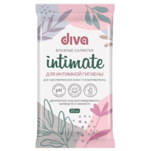 Дива салфетки для интимной гигиены №20 для чувствительной кожи