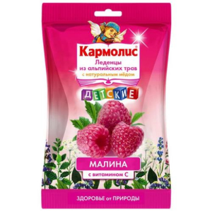 Альпийская карамель леденцы 75г детские витамин с + мед вкус малины бад