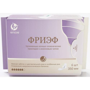 Фриэф прокладки гигиенические №6 с анионовым чипом 350мм ночн удлин
