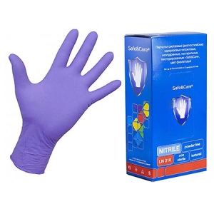 Сейф энд кэа перчатки смотровые нитриловые нестерильные неопудренные пара текстурированные р.м фиолетовые