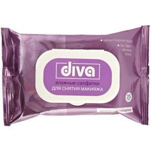 Дива салфетки для снятия макияжа №25 мицелляр. вода + экстракт цветков розы